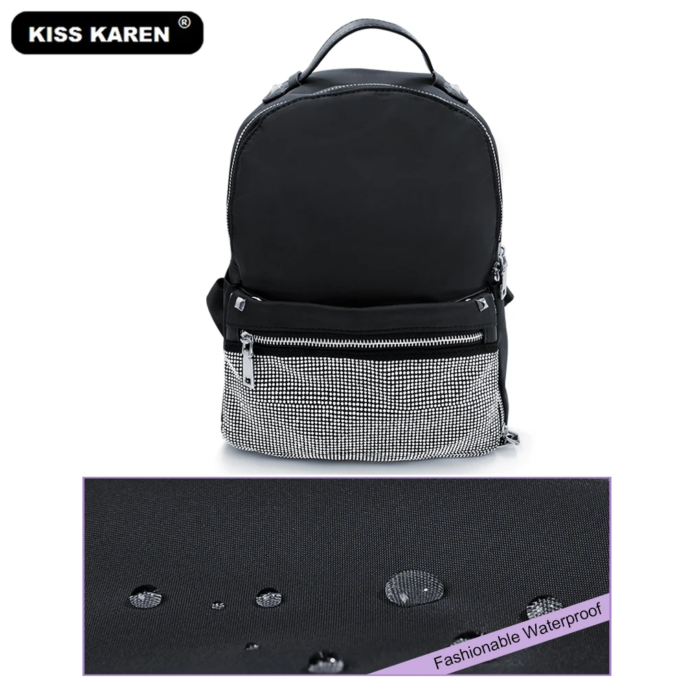 KISS KAREN стильный шикарный рюкзак, многофункциональные сумки, водонепроницаемый нейлоновый Школьный Рюкзак Для Путешествий, повседневные Модные женские рюкзаки