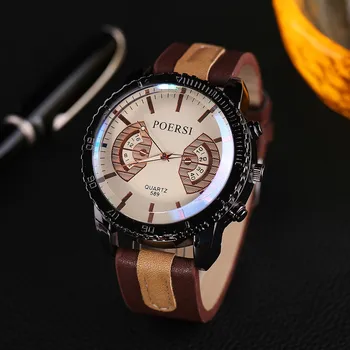 

Fashion Luxury Men's Watches Analog Quartz Faux PU Leather Business Sport Wrist Dress Men Clock Wrist Watches montre homme