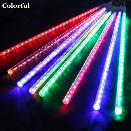 Colorful AC85-265V 30 см 50 см Метеоритный Дождь 8 трубок наружные гирлянды сказочные декоративные для нового года рождественской вечеринки украшения - Испускаемый цвет: Colorful