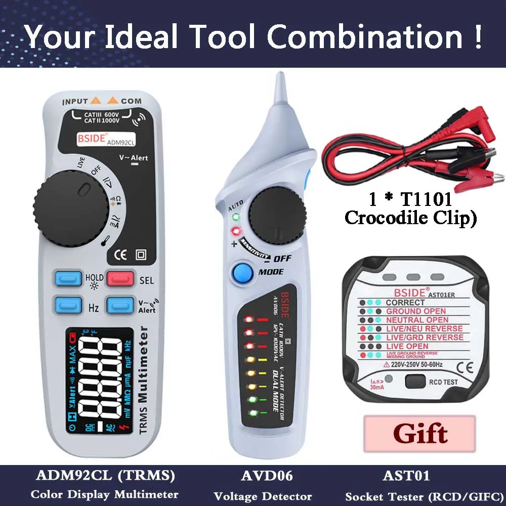 Tool Kit (Gray) Многофункциональный цифровой мультиметр BSIDE ADM92CL цветной ЖК-дисплей Multimetro Автоматический диапазон True Temp Тестер Вольтметр Ampermetr - Цвет: Tool Kit (Gray)