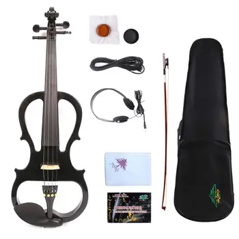 

Yinfente Black Electric Silent Violin 4/4 Hand-made Wooden Body Sweet Tone Free Case Bow Cable#EV10