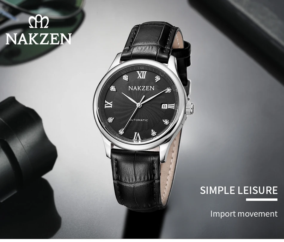 NAKZEN, Мужские автоматические механические часы, Япония, Move, мужские брендовые роскошные часы, сапфир, нержавеющая сталь, наручные часы, Relogio Masculino