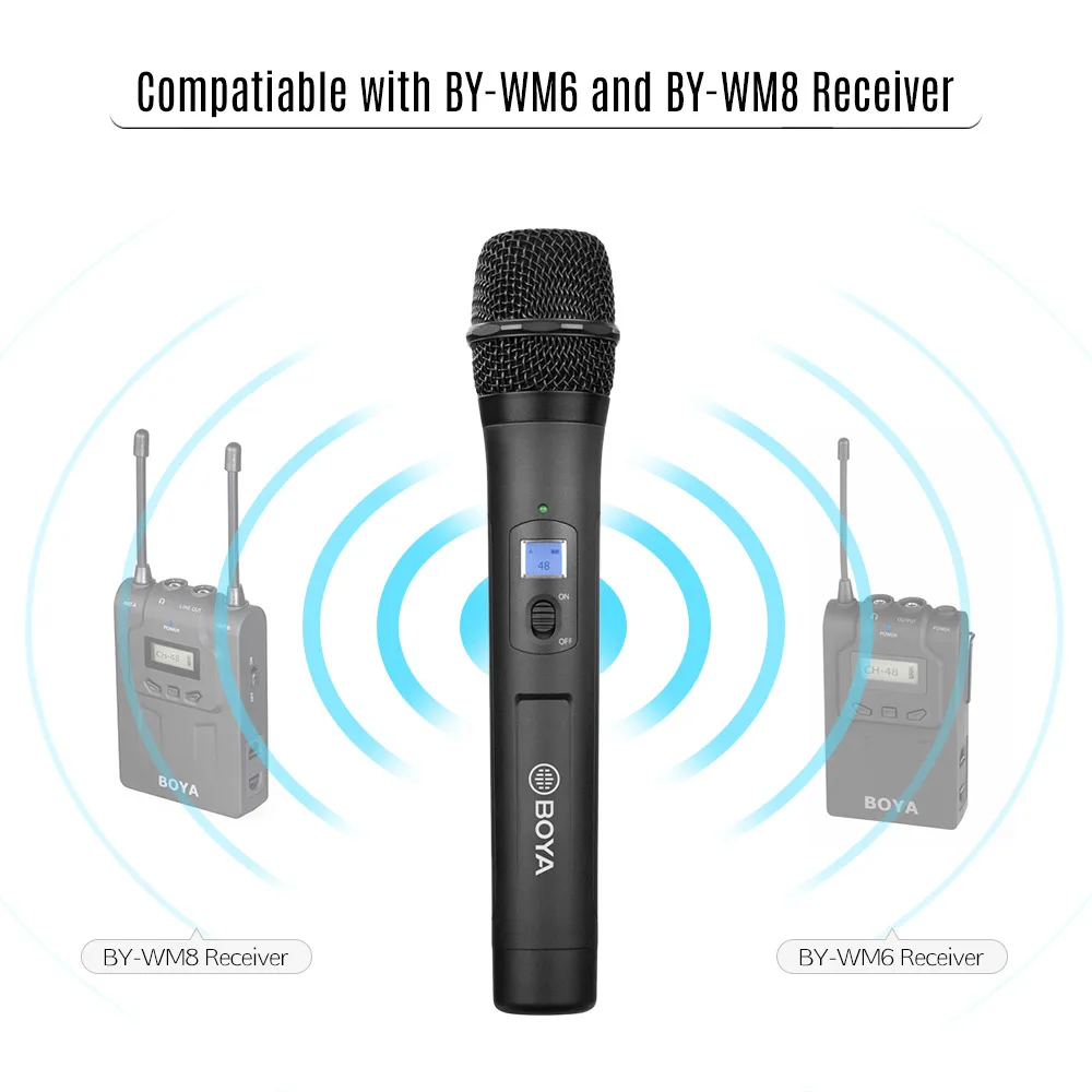 BOYA BY-WHM8 Pro Микрофон для караоке 48-канальный UHF Беспроводной микрофон для интервью речи петь ktv видеороликов ручной динамический