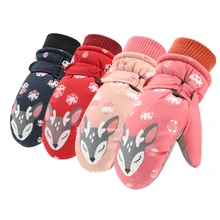 Детские теплые ветрозащитные перчатки высокого качества, зимние уличные трехслойные лыжные перчатки для мальчиков и девочек