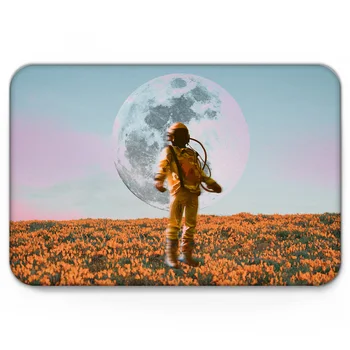 

Sea Of Flowers Astronaut Moon Floating Doormat Non-slip Rug Soft Bath Mats Bathroom Supplies Carpet Living Room