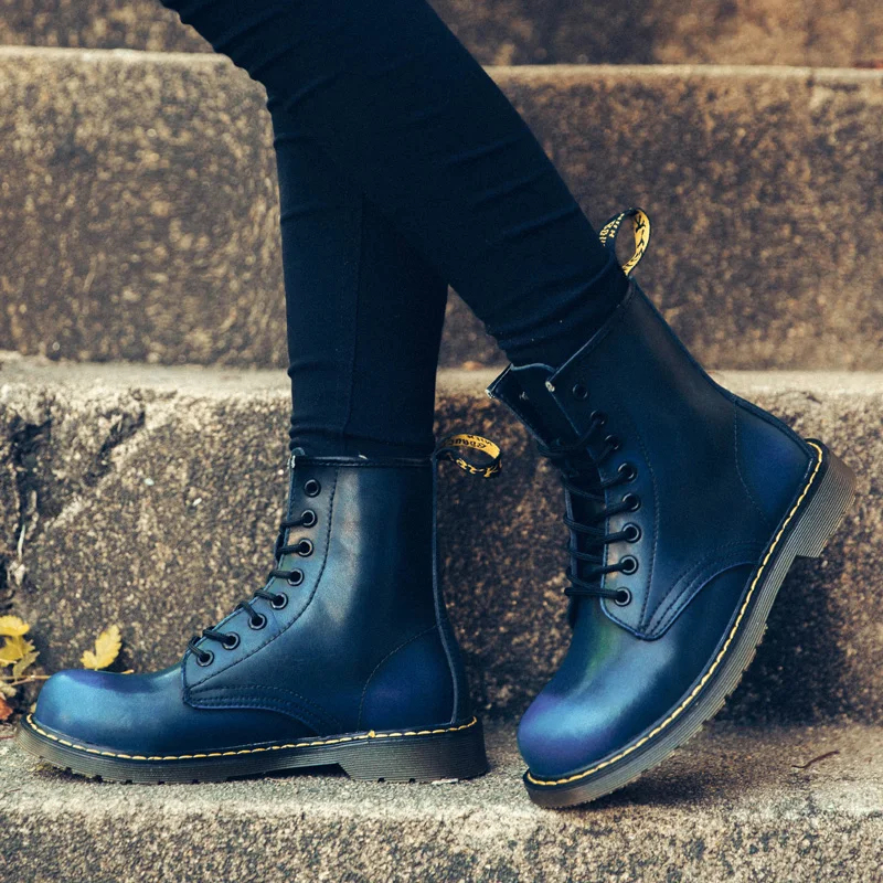 Classic Women Genuine Leather Martin boots 2019 New Retro Brush Corlor Oxford Sole Motorcycle Boots