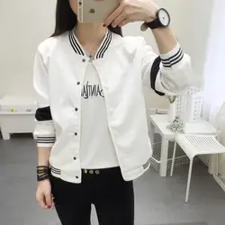 2018 весенне-осенняя новая стильная тонкая короткая куртка с принтом бейсбольная куртка с длинными рукавами в Корейском стиле для студентов