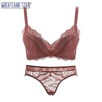 

Wire Free Push Up Bra and Panty Set Woman's Lingerie Underwear Set Three Hook-and-eye Adjusted Straps Fashion Women's Intimates