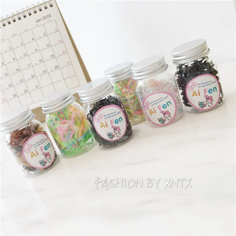 

YVLAH 1Barrel Children Solid Hairwear Rubber Band Candy Color Barrel For Girl