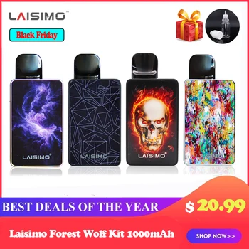 

Laisimo Forest Wolf Kit 1000mAh Pod Vape with 2ML Pod Cartridge 1.2ohm/0.62 ohm/1.32ohm Coil E Cigarette Kits vs DRAG Nano 2