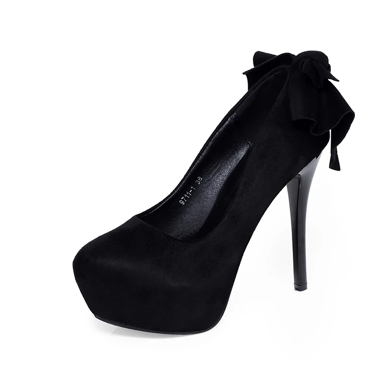

High heel round head bow shoes 2020 spring and autumn new Korean version of the wild girl nightclub princess shoes