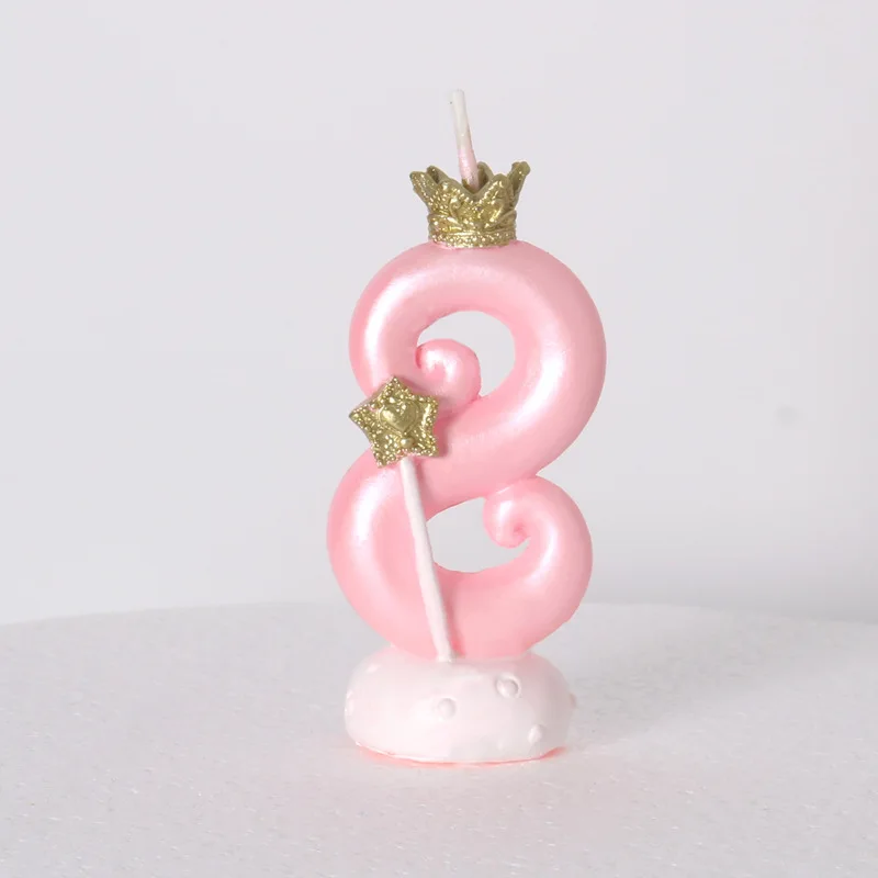 1 шт. розовая Корона 0-9 цифровой номер торт свечи Топпер для торта «С Днем Рождения» вечерние украшения для детей свадебные принадлежности - Цвет: number 8
