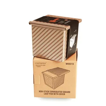 

Mini Nonstick Square Loaf Pan With Cover Bread Baking Mould Cake Toast Box with Lid Gold Aluminized Steel Bread Mould Bread Mold