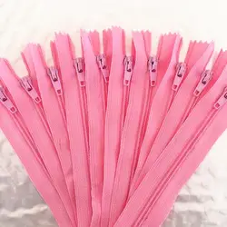 Set of 10 Multi - Length Nylon Zippers in 20 Vibrant Colors for Tailoring and Sewing Crafts (Pink)