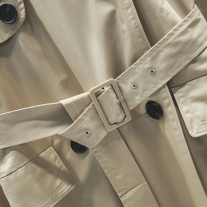 Осень 2020 Женский Повседневный двубортный простой классический длинный плащ с