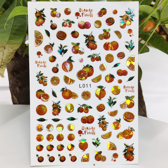 Nail Sticker Waterproof Shining Stickers for Nails Sweet Watermelon Popsicle Fruit Nail Art Decoration Aurora Silver Design