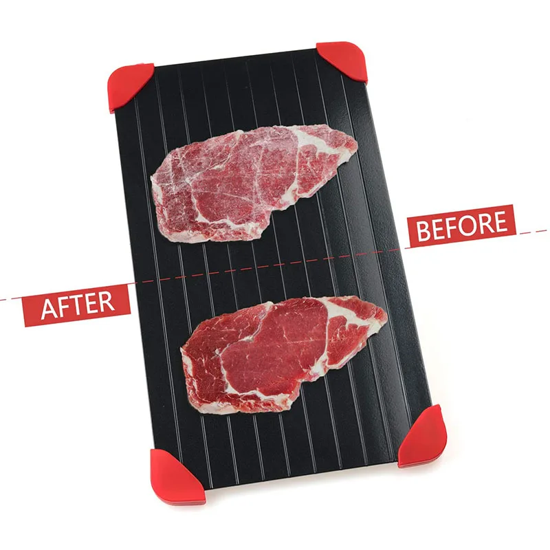 

2 Size Thawing Plate for Frozen Foods 2-In-1 Aluminum Fast Defrosting Meat Tray Chopping Board Safety Thawing Tray Quick