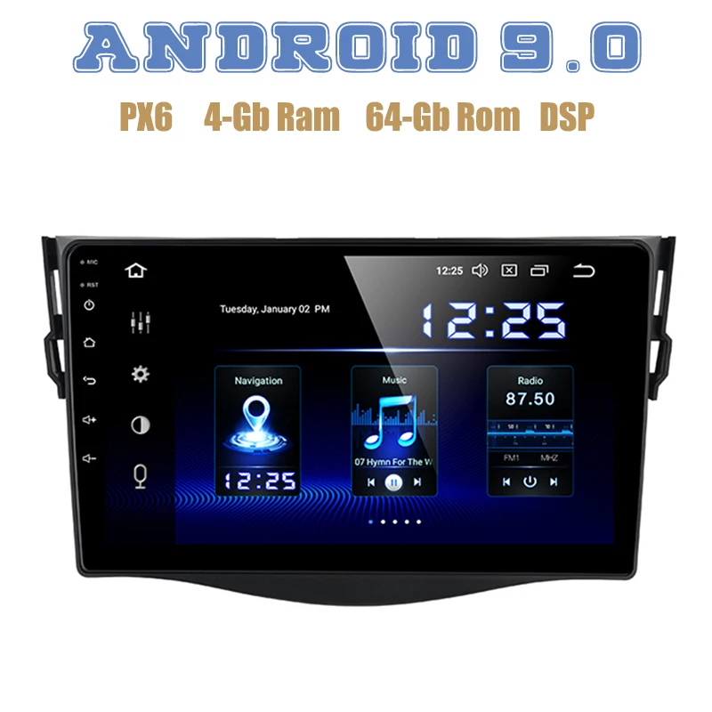 9\ IPS PX6 Android 9.0 Car GPS Radio player for toyota RAV4 RAV-4 2006-2012 with DSP 4+64GB wifi usb Auto Stereo