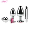 OLO Stainless Steel Anal Plug Bullet Vibrators Prostate Massager Sex Toys For Men Women Female Masturbation 1