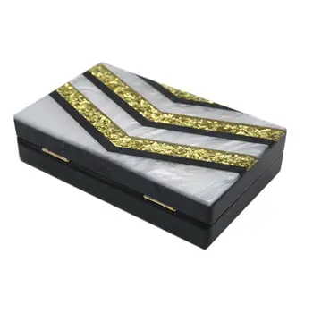 

1Pc Women Striped Patchwork Evening Bag Bridal Party Lady Acrylic Handbag Clutch Bag