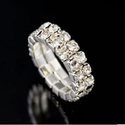 2row Модные вечерние классические ювелирные изделия Anillos, потрясающие многорядные растягивающиеся кольца с бриллиантами для женщин - Цвет основного камня: 2row