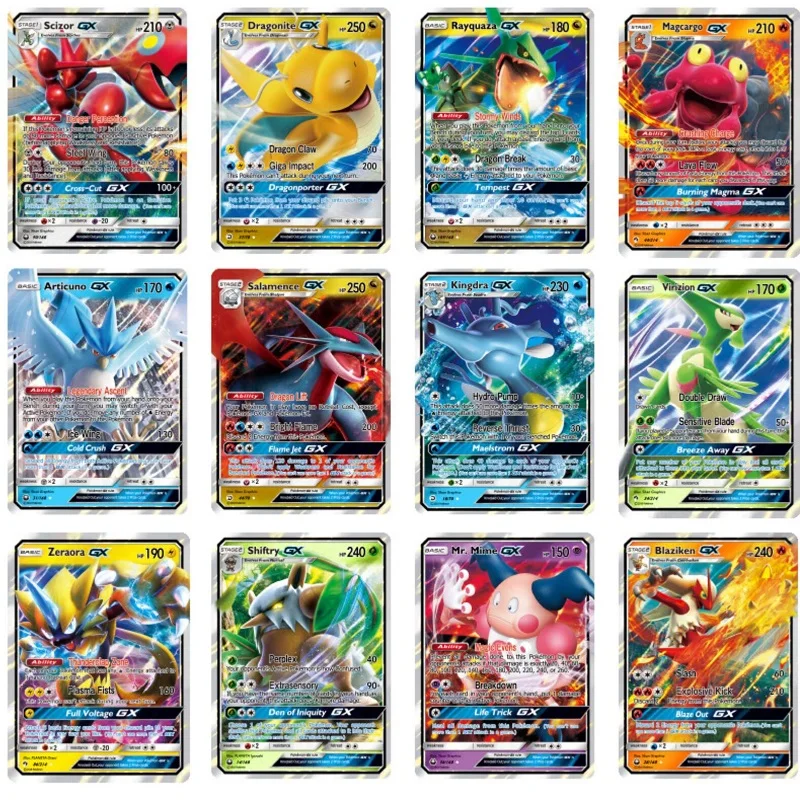 100 шт. оригинальные карты Pokemon Gx Game Боевая карта без повторов Пикачу карточная