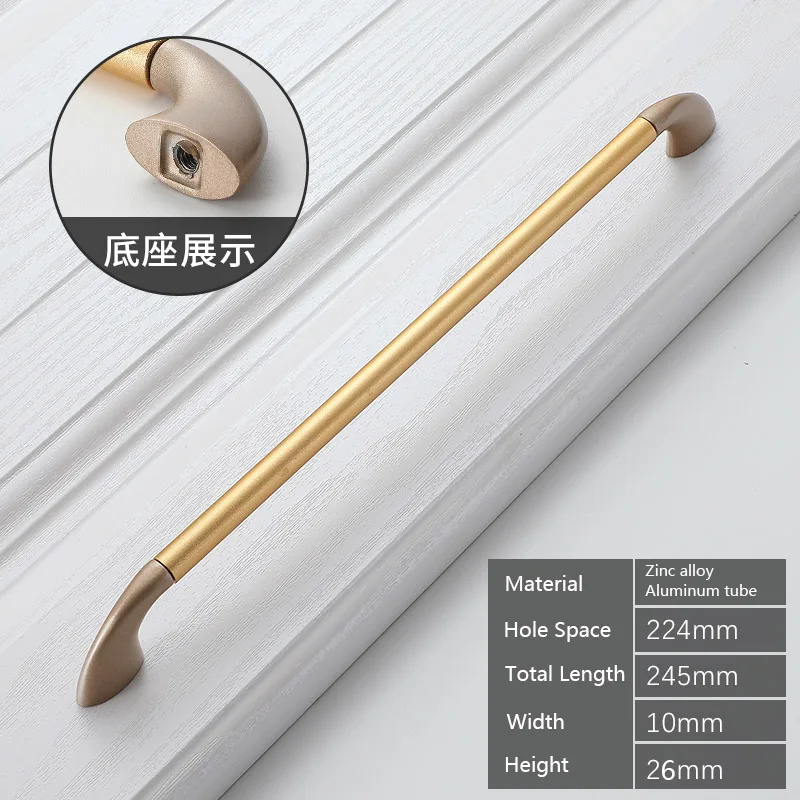 Gold 224mm black gold silver metal knobs and handles for furniture modern drawer wardrobe kitchen door in Cabinet Pulls kids mini small - Цвет: Gold 224mm