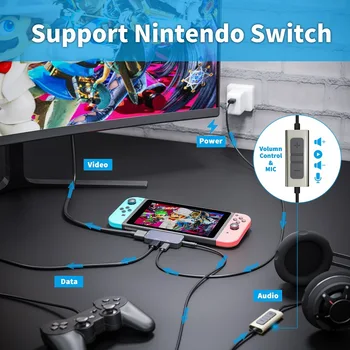 

USB-C Hub Adapter Protype-C Hub Adapter Usb C To HDMI 3.5 Audio Dock USB 3.0 4K HD Display 60W Type-C PD Charging