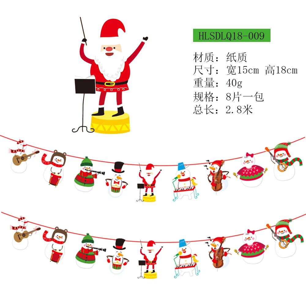 New Style Christmas Showcase Hotel Scene Decoration Flags Christmas Paper Hanging Flag