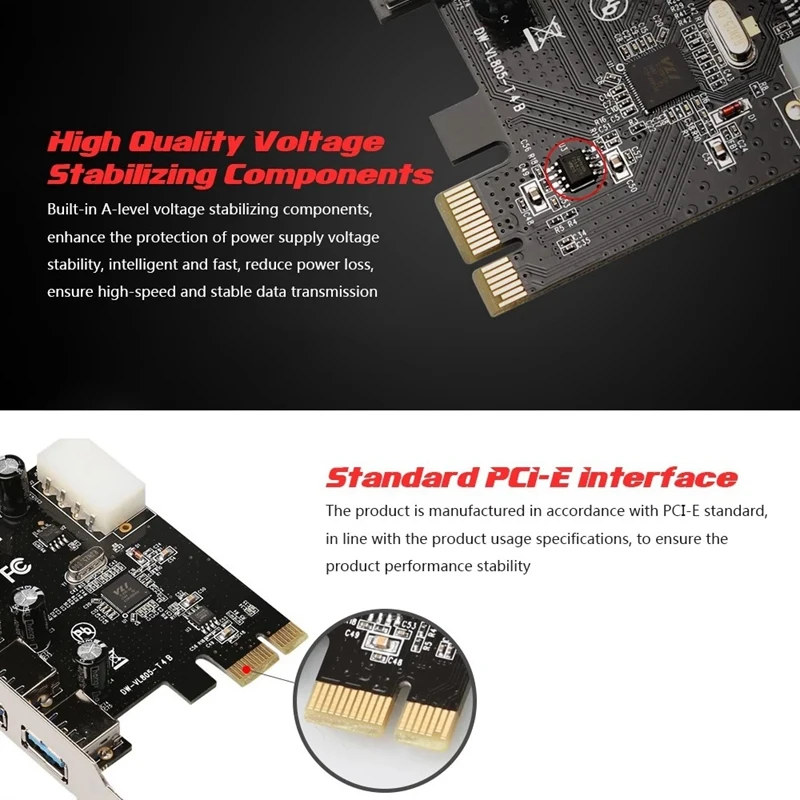 PCI-E до 4 портов USB3.0 карта расширения PCI Express до USB3.0 карта адаптера с большим 4-контактным интерфейсом питания для настольного ПК