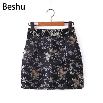 

2020 Za New Casual Fashion Lady Female Women Women's clothes Jacquard satin black skirt mini skirt zipper