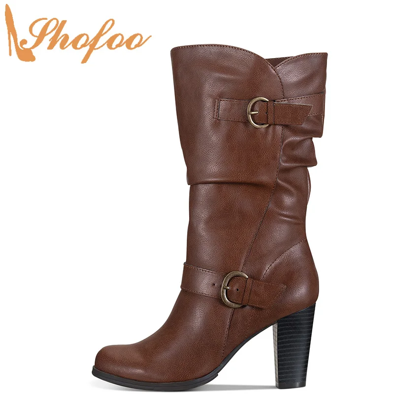 cognac boots knee high