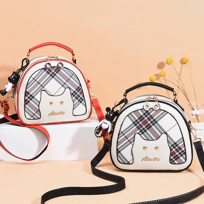 

New Style Cute Cat Decoration Pattern Small round Bag Backpack Students Korean-style INS Wind Children Fun One-Shoulder Bag