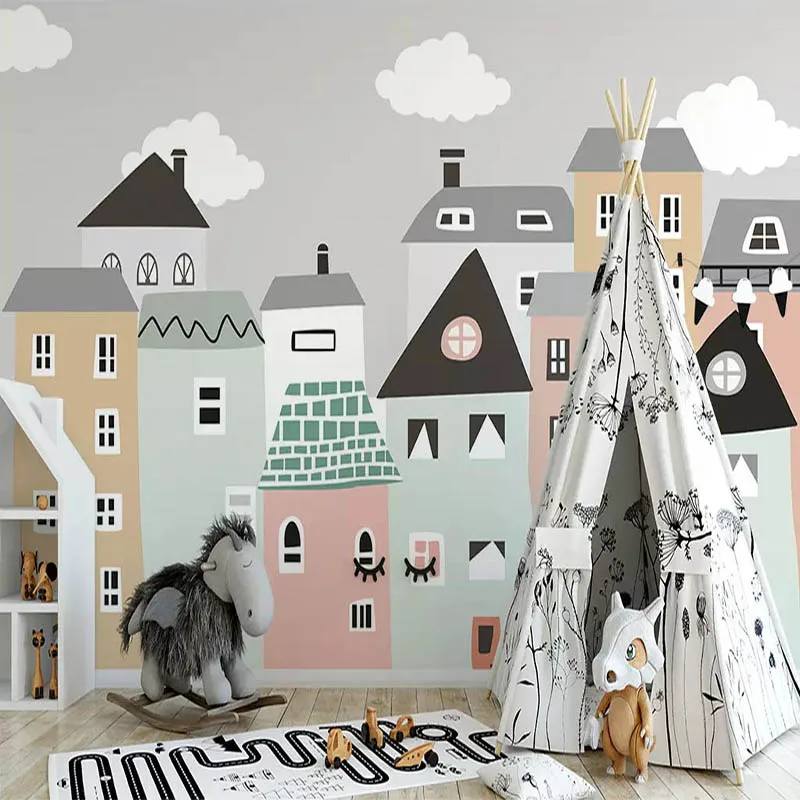 Custom-Mural-Wallpaper-For-Kids-Room-Hand-Painted-Small-House-Children-Room-Bedroom-Decorative-Wallpaper-Murals (1)