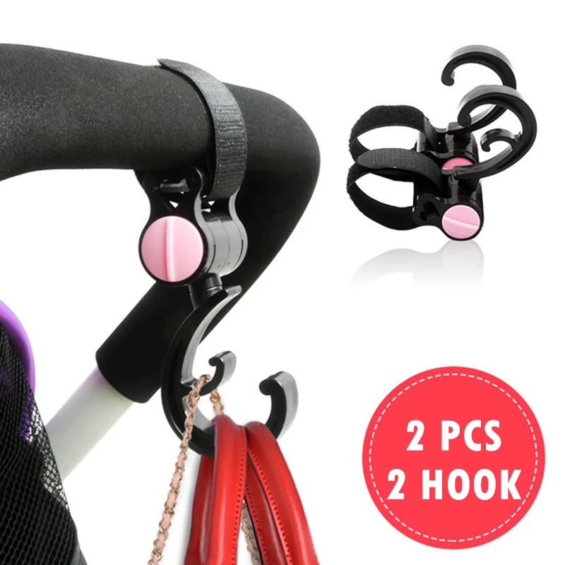 

2 PCS High Quality Baby Hanger Pram Rotate 360 Degree Cart Hook Baby Bag Stroller Double Hooks Strollers Hook Accessories