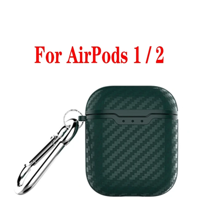 Чехол fundas для AirPods, чехол для Air Pods Pro 3, чехол для наушников, роскошный чехол из углеродного волокна/кожи личи, силиконовый чехол для Air Pods 1/2, чехол - Цвет: Carbon Fiber green