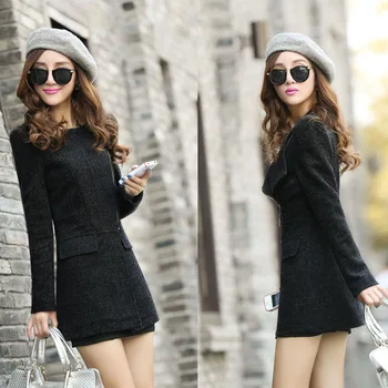 

New Winter Cashmere Woolen Coat European and American Big Mid-Length Slim-Fit Woolen Coat Large Size Women's