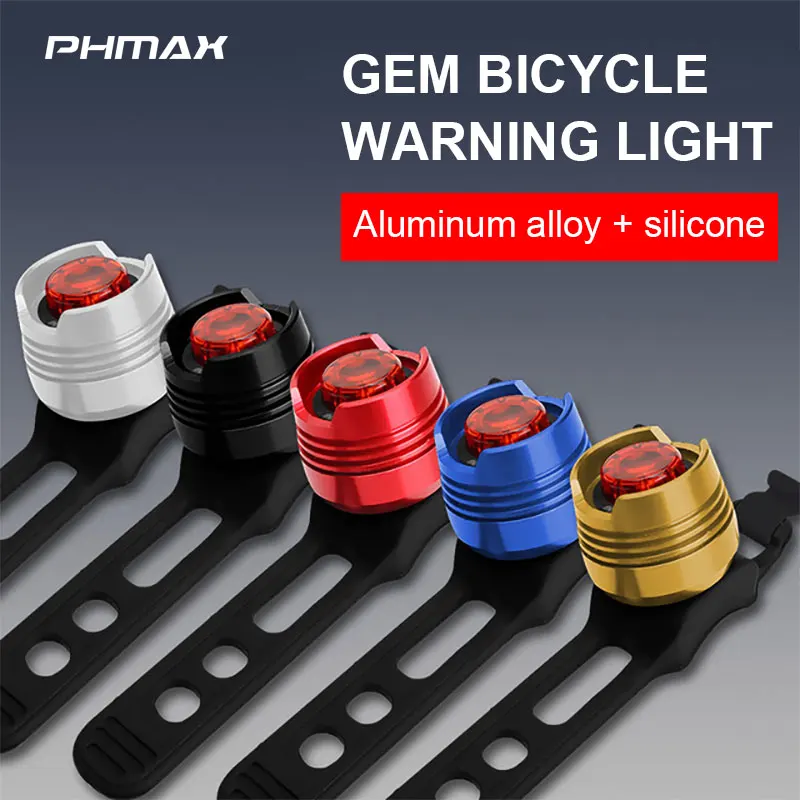 PHMAX Bicycle Light Safety Warning MTB Bike Light Rear LED Taillight Aluminum Alloy Cycling Flashlight With Battery Headlight