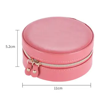 

Travel Jewelry Box, Portable Round Jewelry Storage Case Display Holder for Necklace Rings Earrings Bracelets