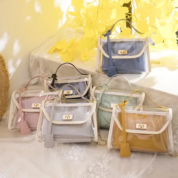 

Fashion Transparent Handbag beach party mother-in-bag crystal plastic crossbody bag lady luxury handbag Waterproof shoulder Bag