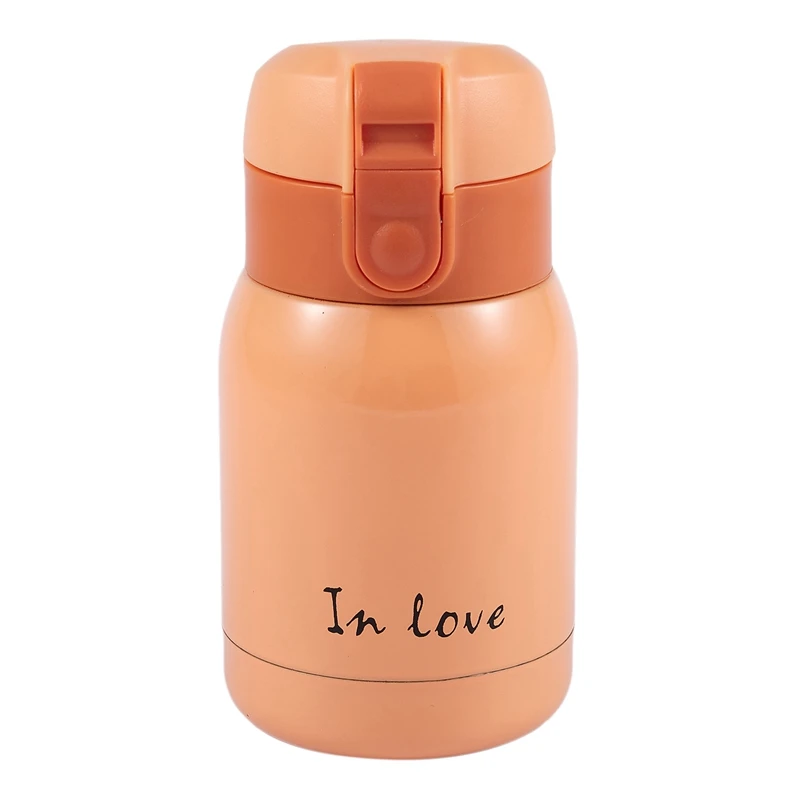 2pcs Mini Stainless Steel Big Belly Thermos Bottle- Rose 280Ml& Orange 200Ml