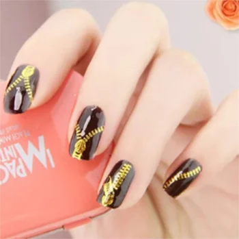 

3d Gold Zipper Designs Nail Art Stickers Decals Manicure Decor Tools DIY Nail Art Fashion Accessories / 1000pcs