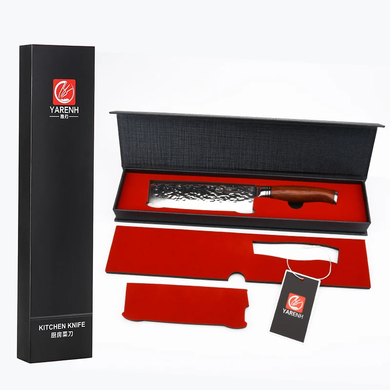 YARENH 6 5 дюймов Nakiri нож Профессиональный поварской ножы острый для овощей 73 слоя
