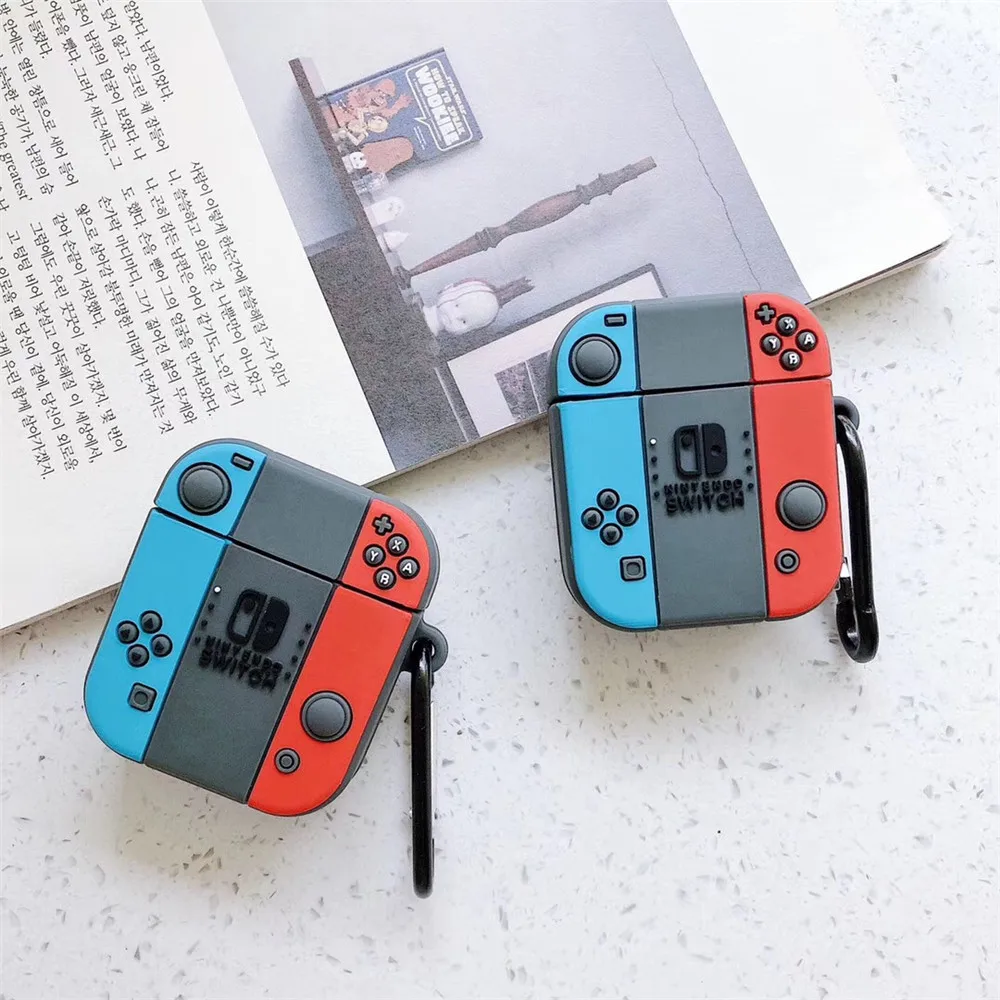 

3D Handheld game console SWITCH Wireless bluetooth headset for Apple iPhone Airpods 1 2 simulation carbon fiber rubber box