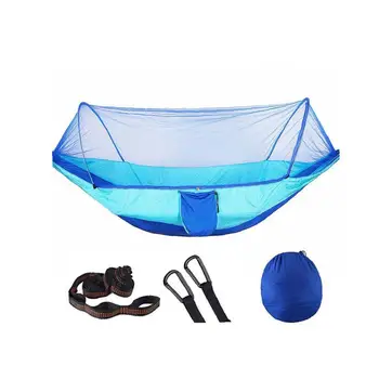 

Camping Hammock with Mosquito Net Parachute Cloth for Double Person Portable Hammock for Camping Hiking Traveling 1pc Blue