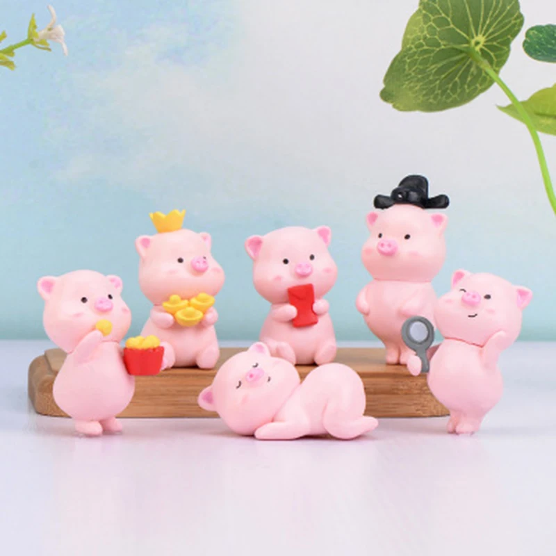 

Mascot Cute Fortune pig Micro Landscape Craft Miniatures DIY Mini Small Ornaments Model Figure Toy for kids gift home decor 1PC