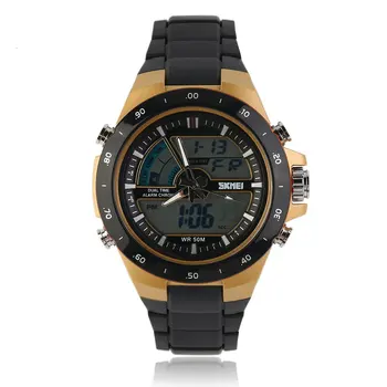 

SKMEI Steel Precise Time Men's Sports Cool Fashion Stylish LED Military Multifunctional Wristwatch Double Display Watch Relogio