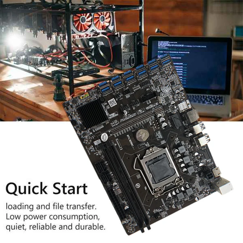(Cupón de 3 $) placa base de minería B250C BTC con Cable SATA + Cable de interruptor 12xpcie a ranura GPU USB3.0 LGA1151 compatible con DDR4 DIMM RAM - Imagen 3