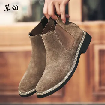 

Vanmie Winter Men Boots Chelsea Boots Men Suede Leather Vintage Ankle Boots for Men Warm Fur Black Chelsea Boots Plus size 38-46