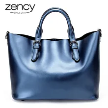 Zency натуральная кожа мягкая кожа модная женская сумка Роскошная золотая Серебряная Сумка-тоут женская сумка через плечо элегантная сумочка